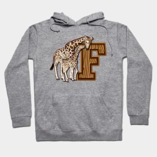 Mom and Baby Giraffe Monogram F Hoodie